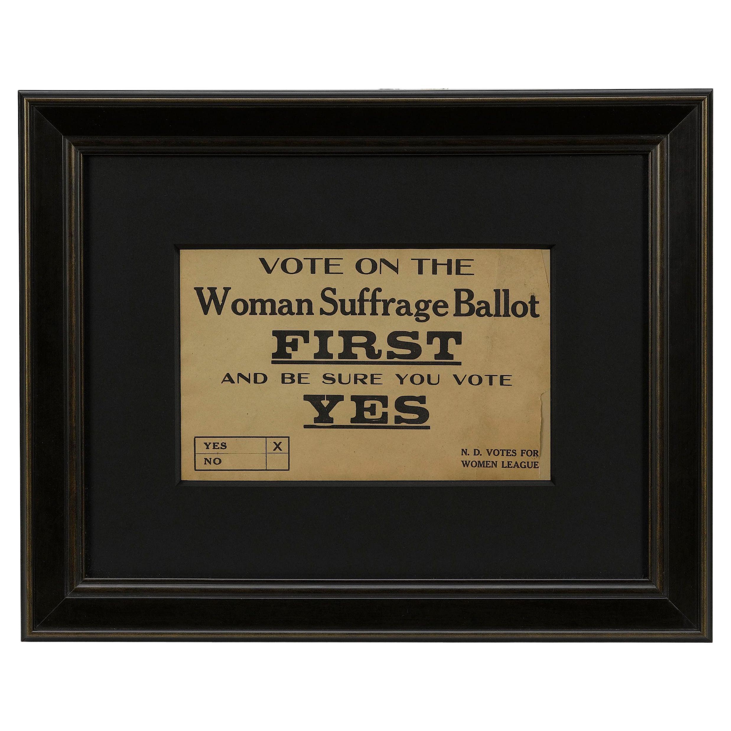 "Vota sulla scheda elettorale per il suffragio femminile" North Dakota Ballot Broadside, circa 1917