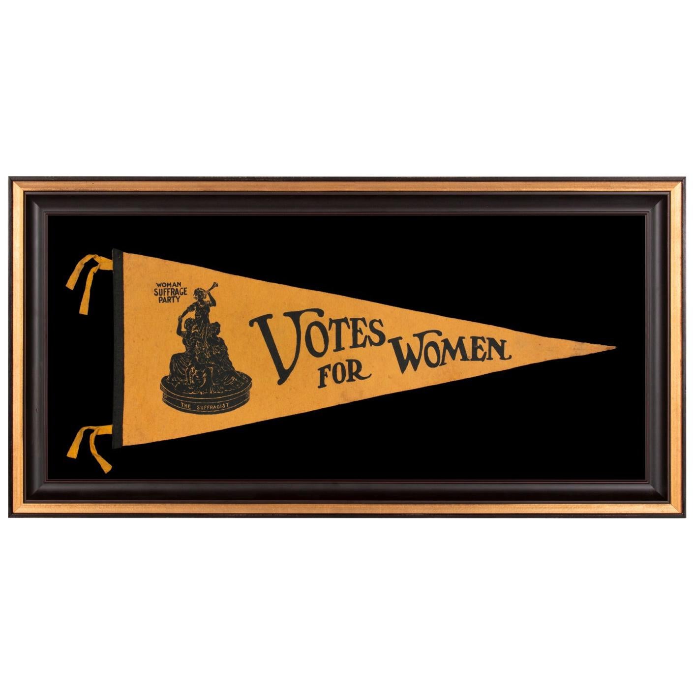 "Votes for Women" Pennant with Image of Statuette "Suffragist" by Ella Buchanan
