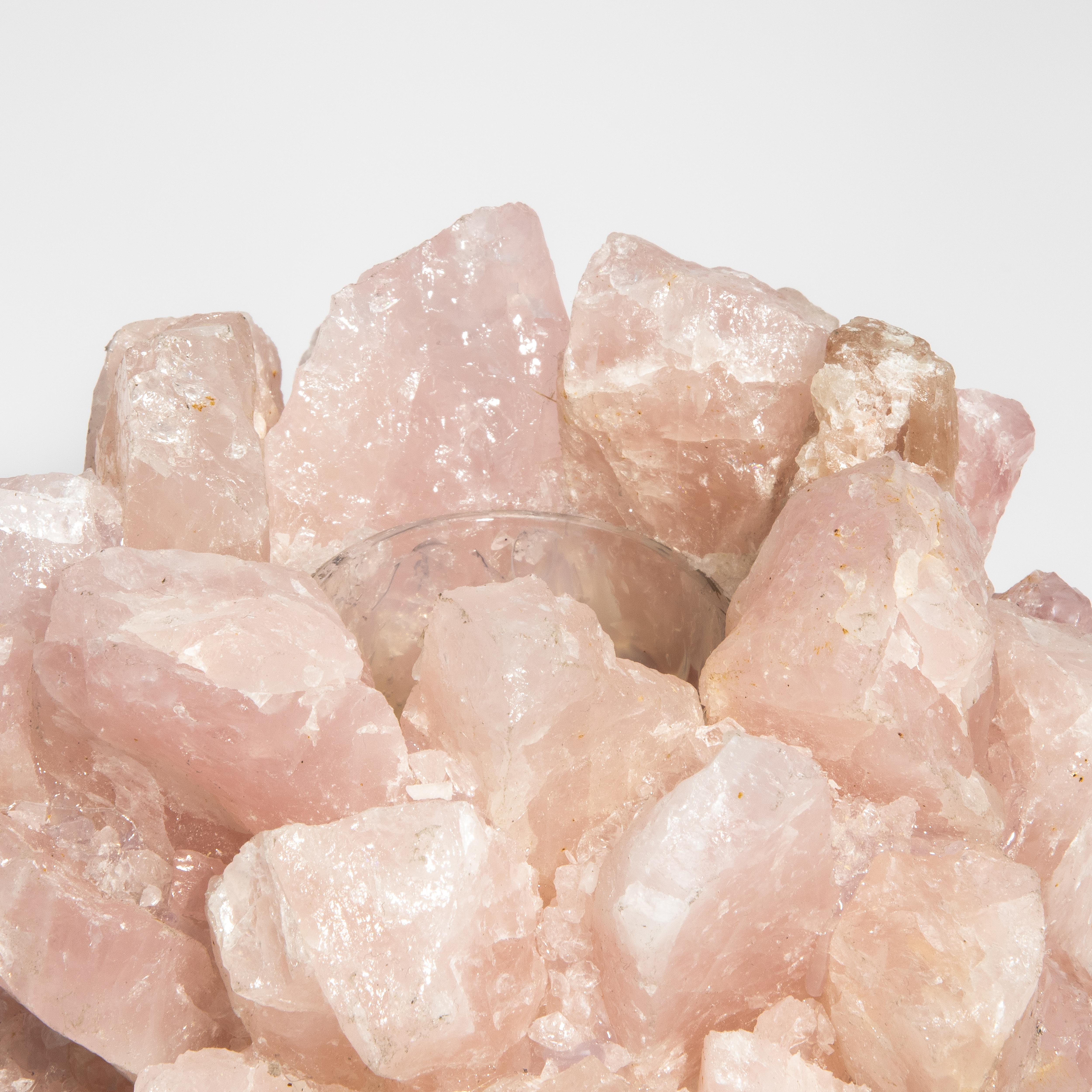 Fatto a mano Portavoci in quarzo rosa classico in vendita