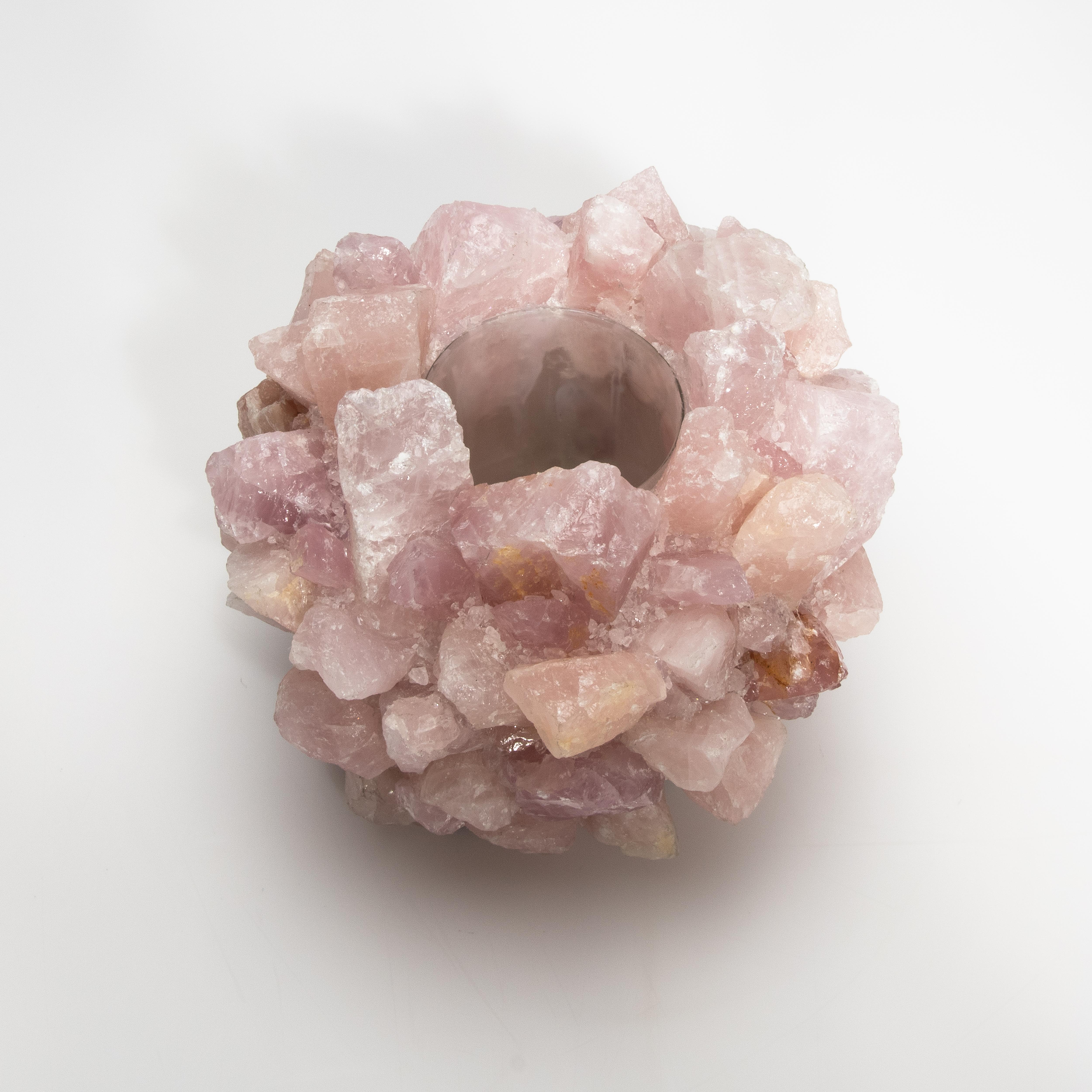 Américain Porte-votif en quartz rose grand format en vente