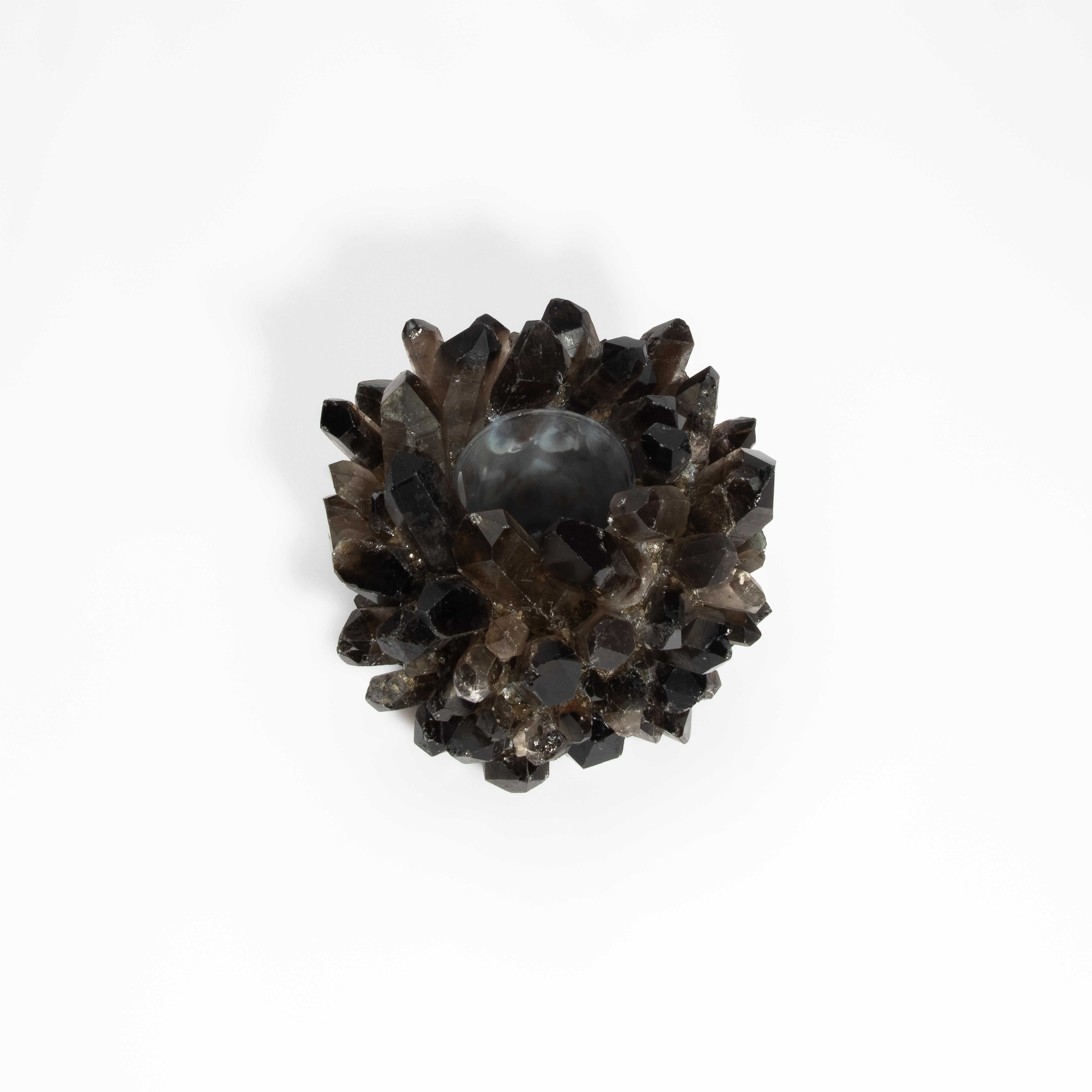 Modern Votive Holder in Smoky Quartz Large For Sale