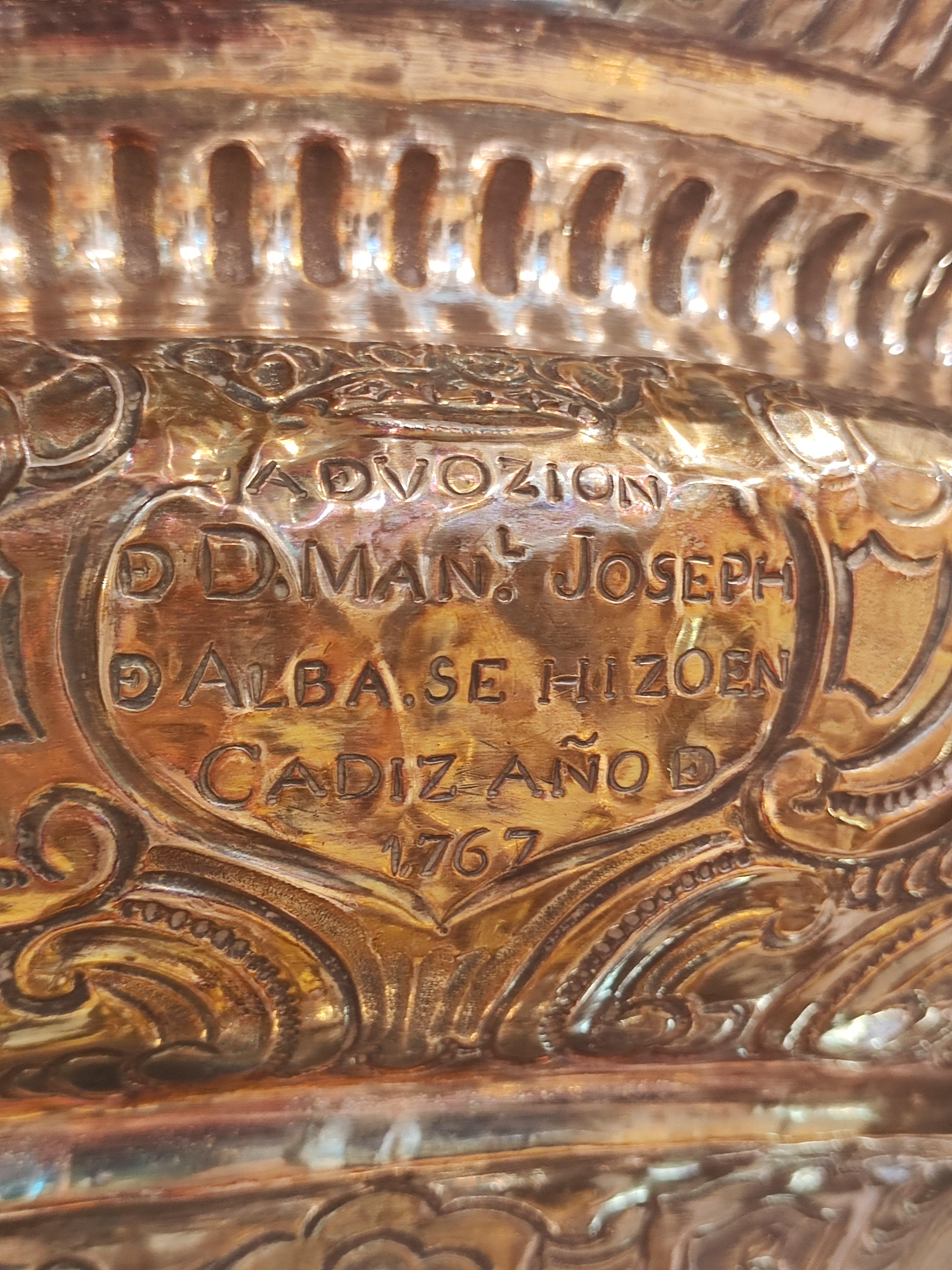 Lampe votive. Couleur argentée. Cadix, XVIIIe siècle (1767). État moyen - En vente à Madrid, ES