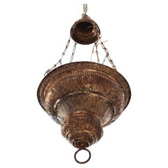 Antique Votive lamp. Silver in its color. Cadiz, 18th century (1767).