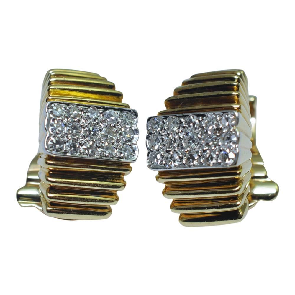 Vourakis 18 Carat Gold Diamond Clip-On Earrings In Good Condition For Sale In ALTRINCHAM, GB