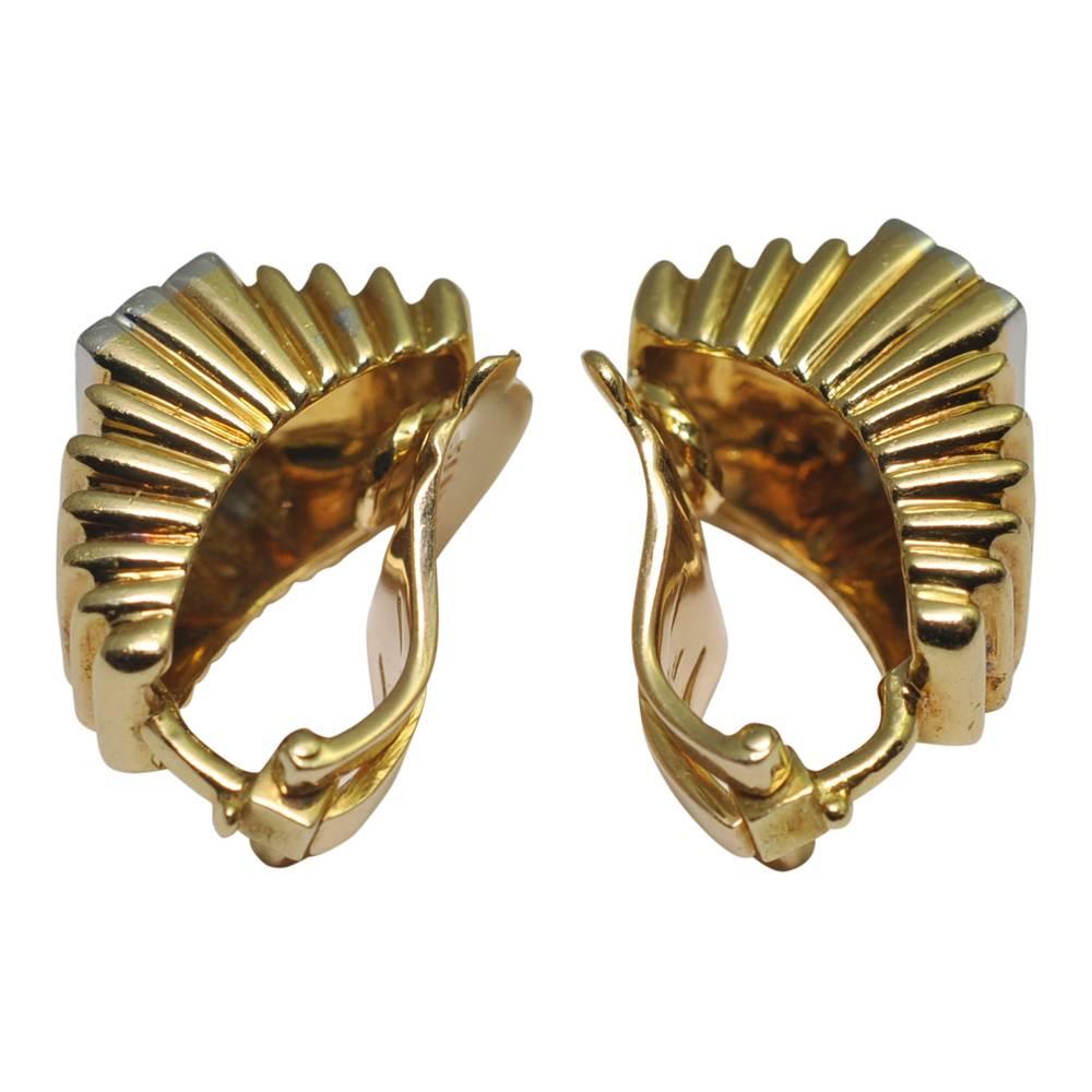 Women's or Men's Vourakis 18 Carat Gold Diamond Clip-On Earrings For Sale