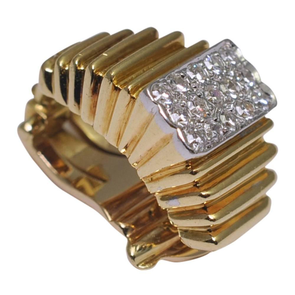 Vourakis 18 Carat Gold Diamond Clip-On Earrings For Sale