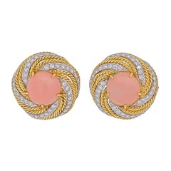 Vourakis 18K Yellow Gold Light Pink Coral Earrings