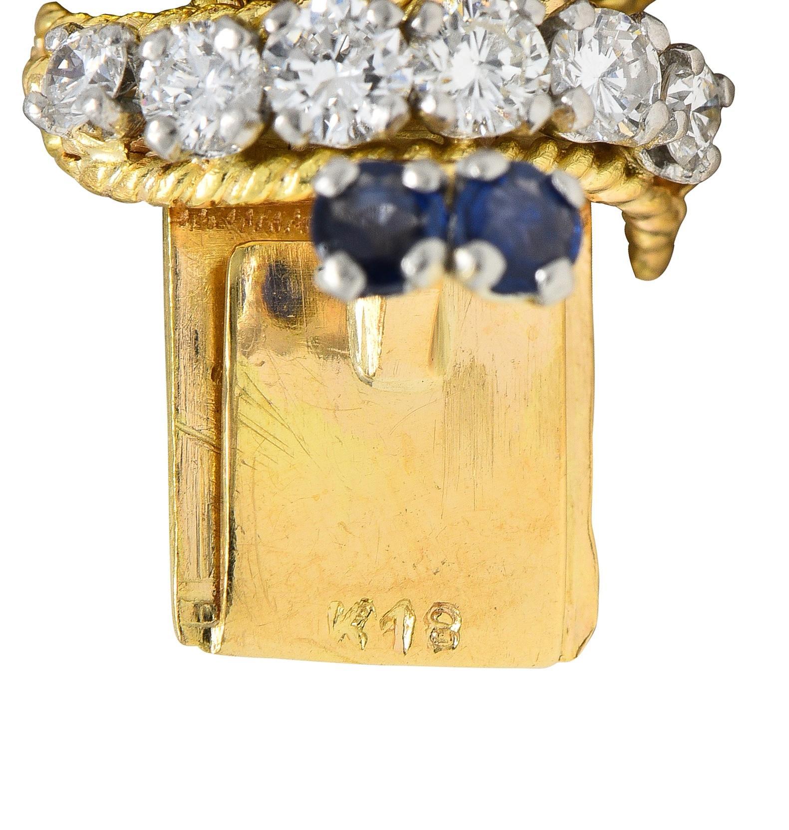 Vourakis 1990 14.08 CTW Sapphire Diamond Ruby Platinum 18K Gold Vintage Bracelet en vente 2