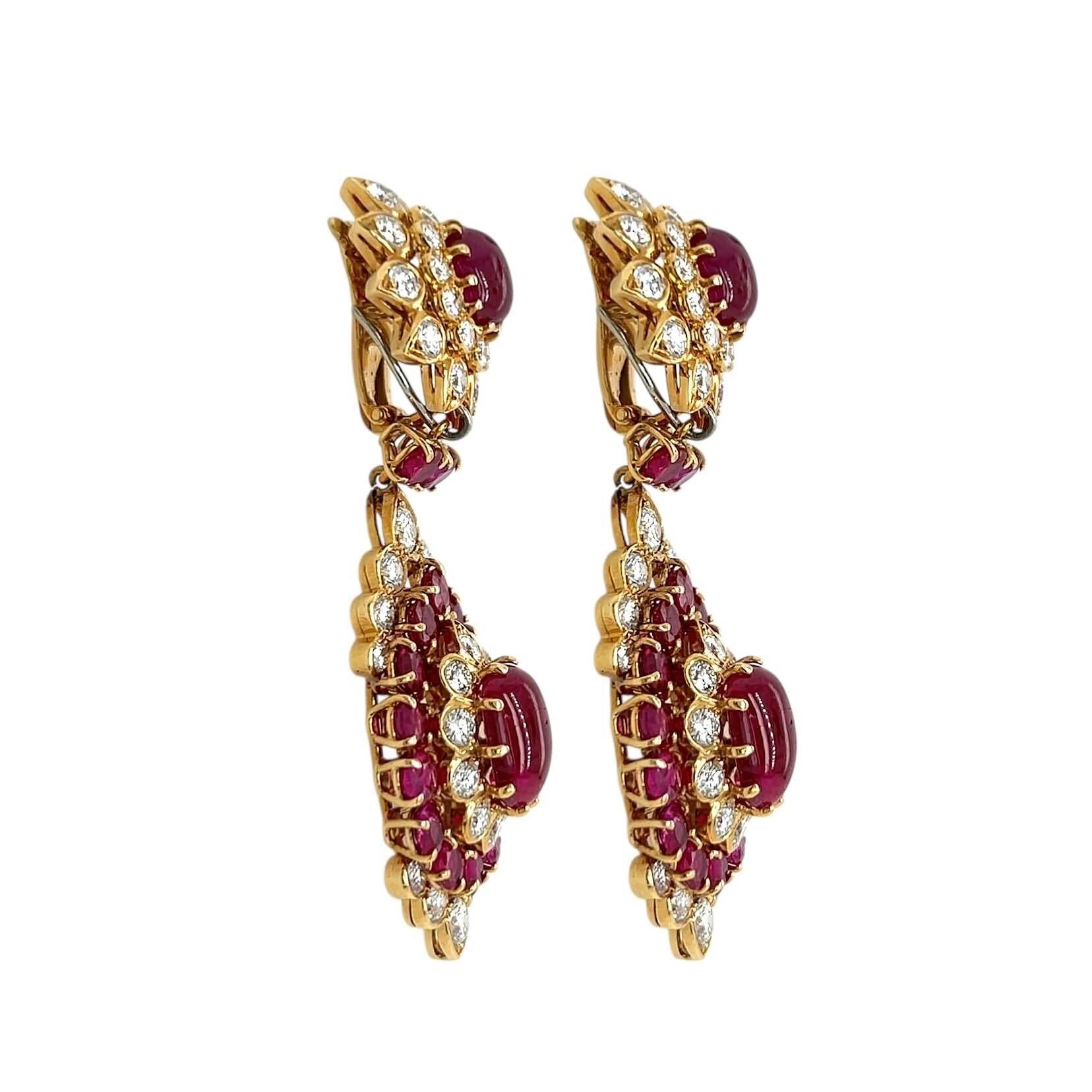VOURAKIS Burma Ruby Diamond Pendant Earrings In Good Condition For Sale In New York, NY