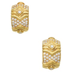 Vourakis Diamond And 18k Yellow Gold Clip On Earrings