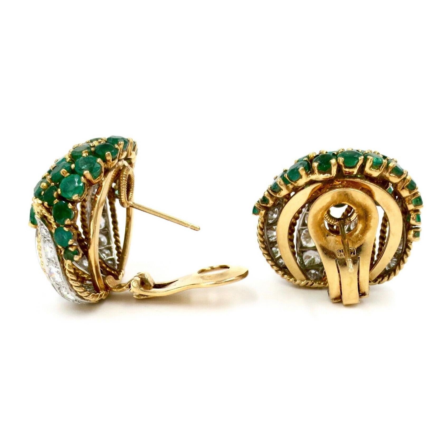 Vourakis Diamond & Emerald Earrings & Brooch Set in 18k Gold For Sale 1
