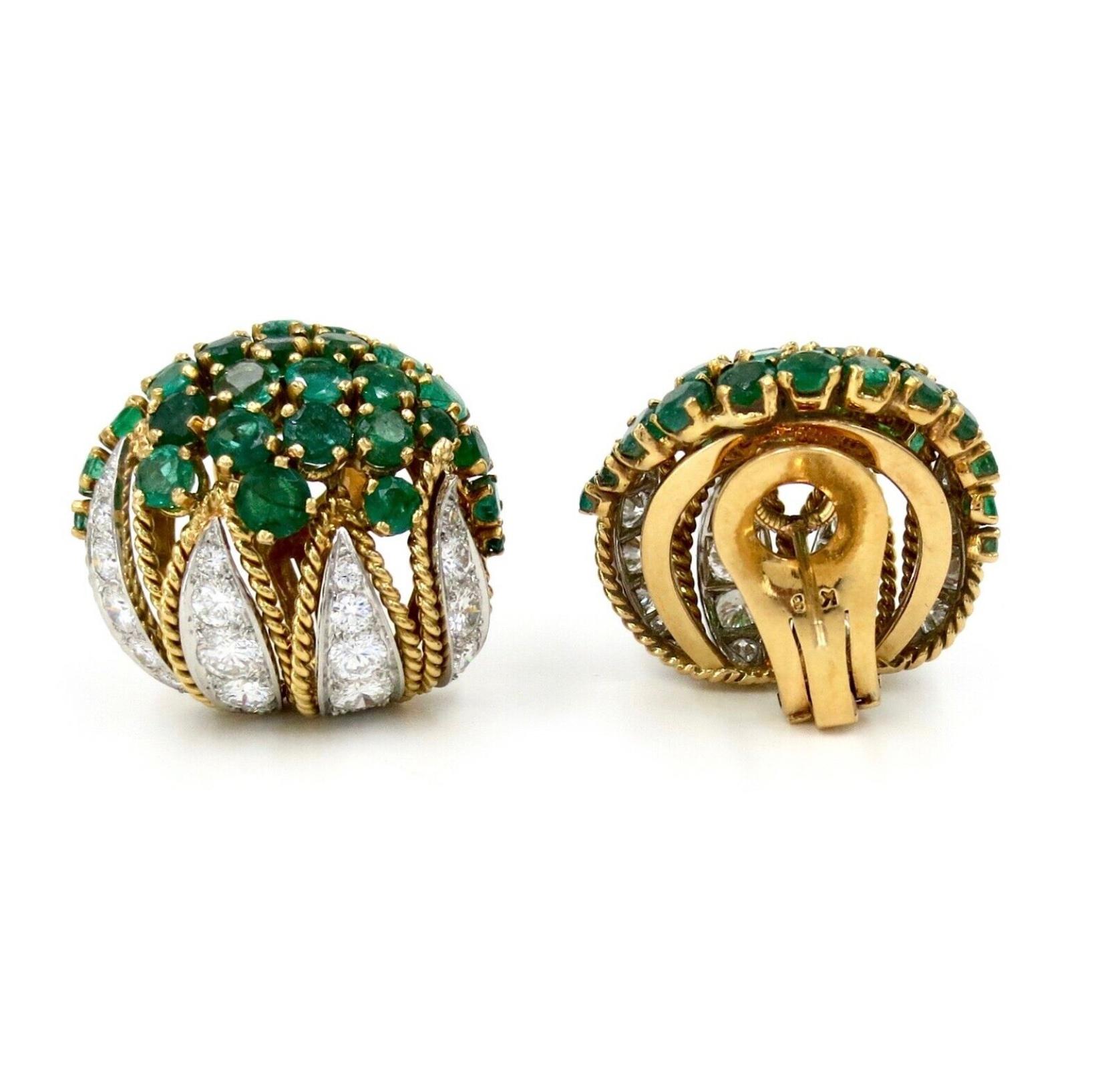 Vourakis Diamond & Emerald Earrings & Brooch Set in 18k Gold For Sale 2