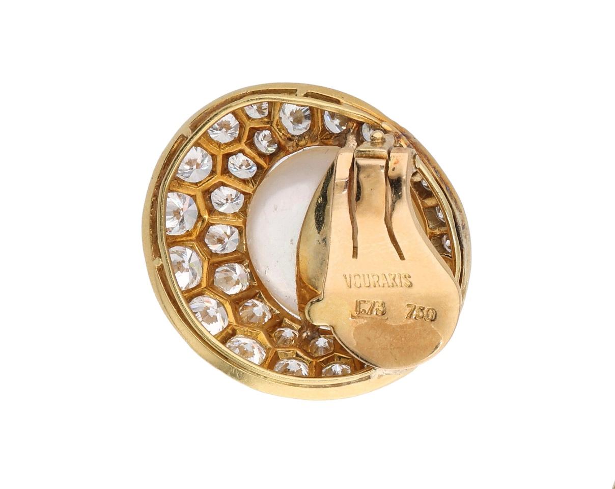 Women's Vourakis Gold, Cultured Pearl, and Diamond Ear Clips