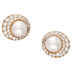 Vourakis Gold, Cultured Pearl, and Diamond Ear Clips