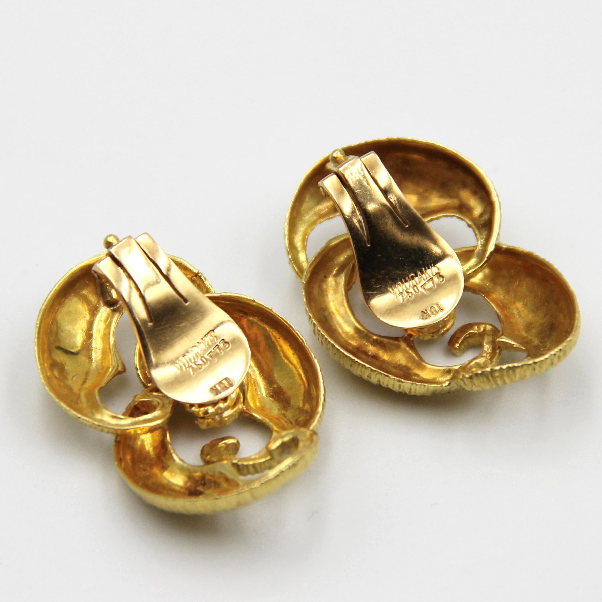 This perfect shaped  18k Gold Repoussé Earring is by Vourakis with Roman Style . 