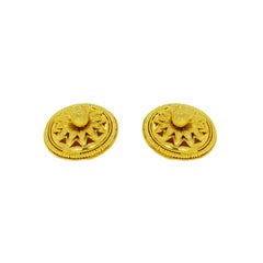 Vourakis Round Yellow Gold Non Pierced Clip Earrings