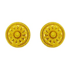 Vourakis Round Yellow Gold Non Pierced Clip Earrings