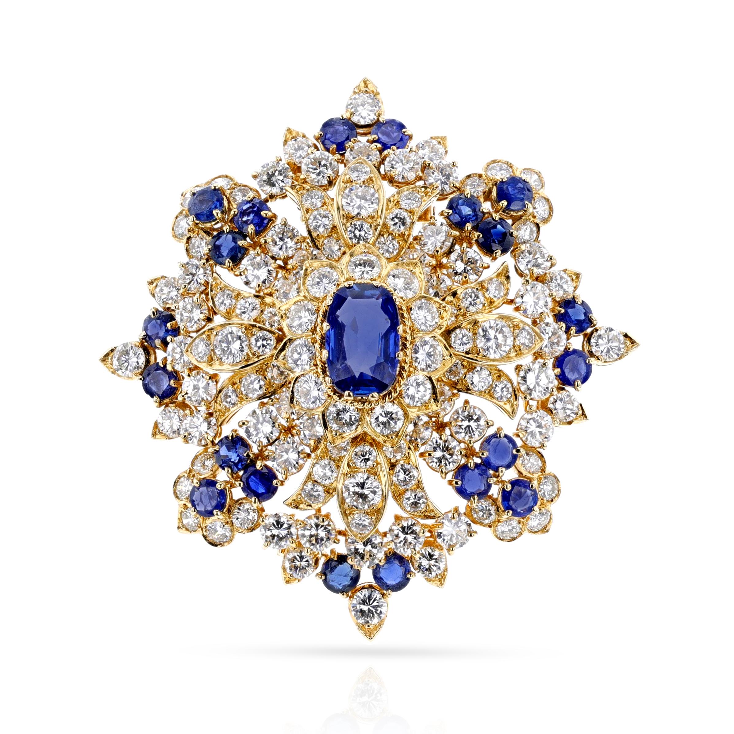 Oval Cut Vourakis Sapphire and Diamond Earrings, Brooch, and Ring Suite 18k For Sale