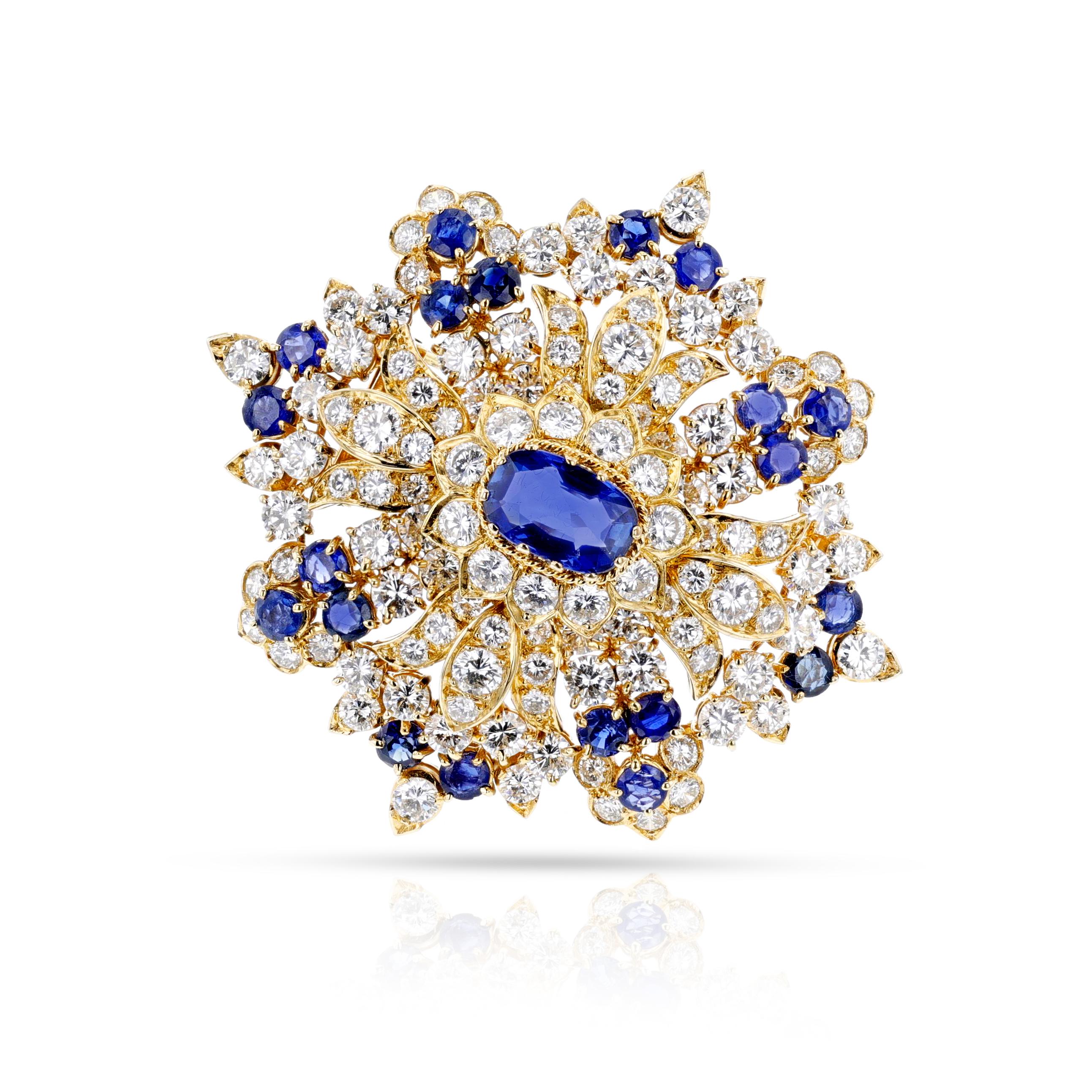 Women's or Men's Vourakis Sapphire and Diamond Earrings, Brooch, and Ring Suite 18k For Sale