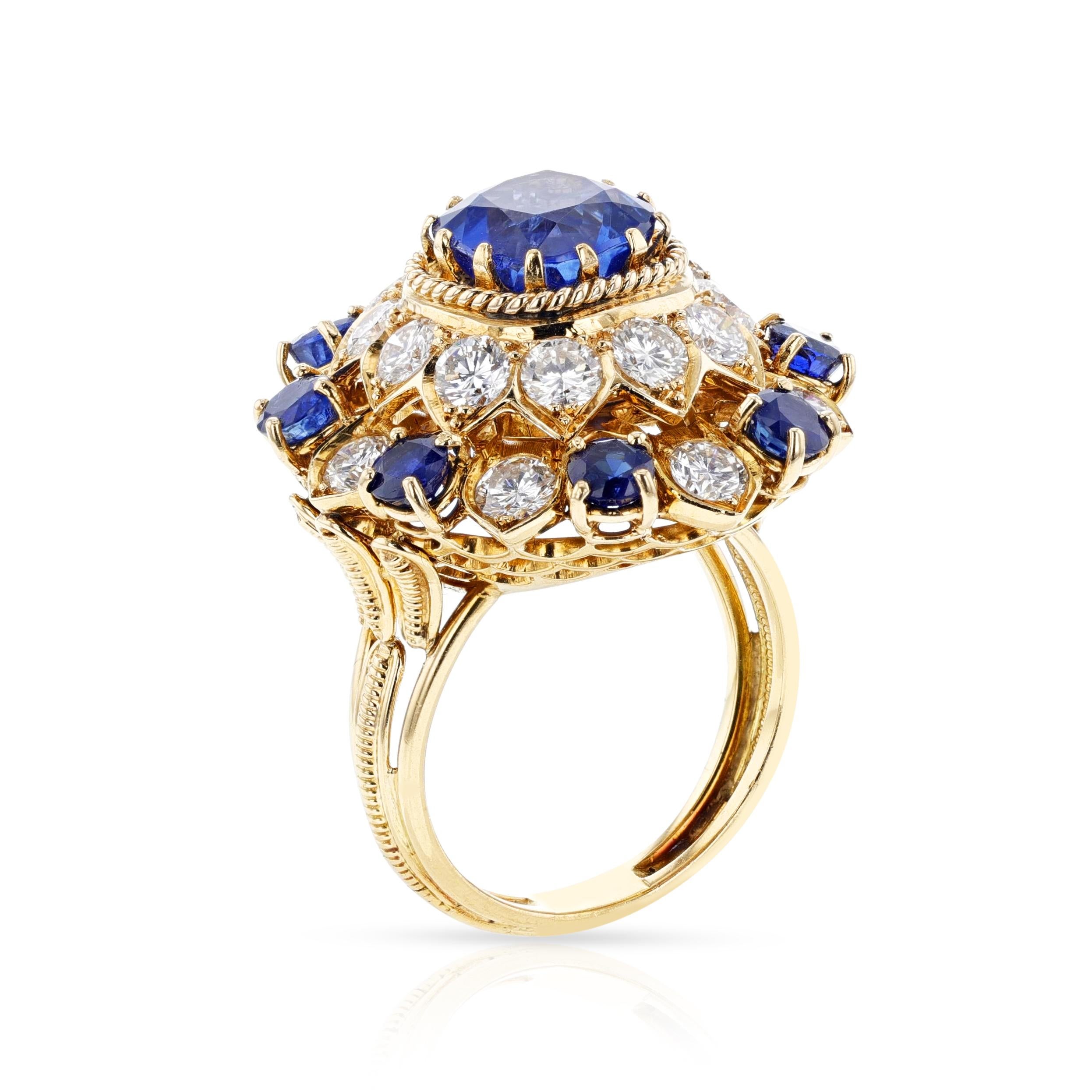 Vourakis Sapphire and Diamond Earrings, Brooch, and Ring Suite 18k For Sale 2