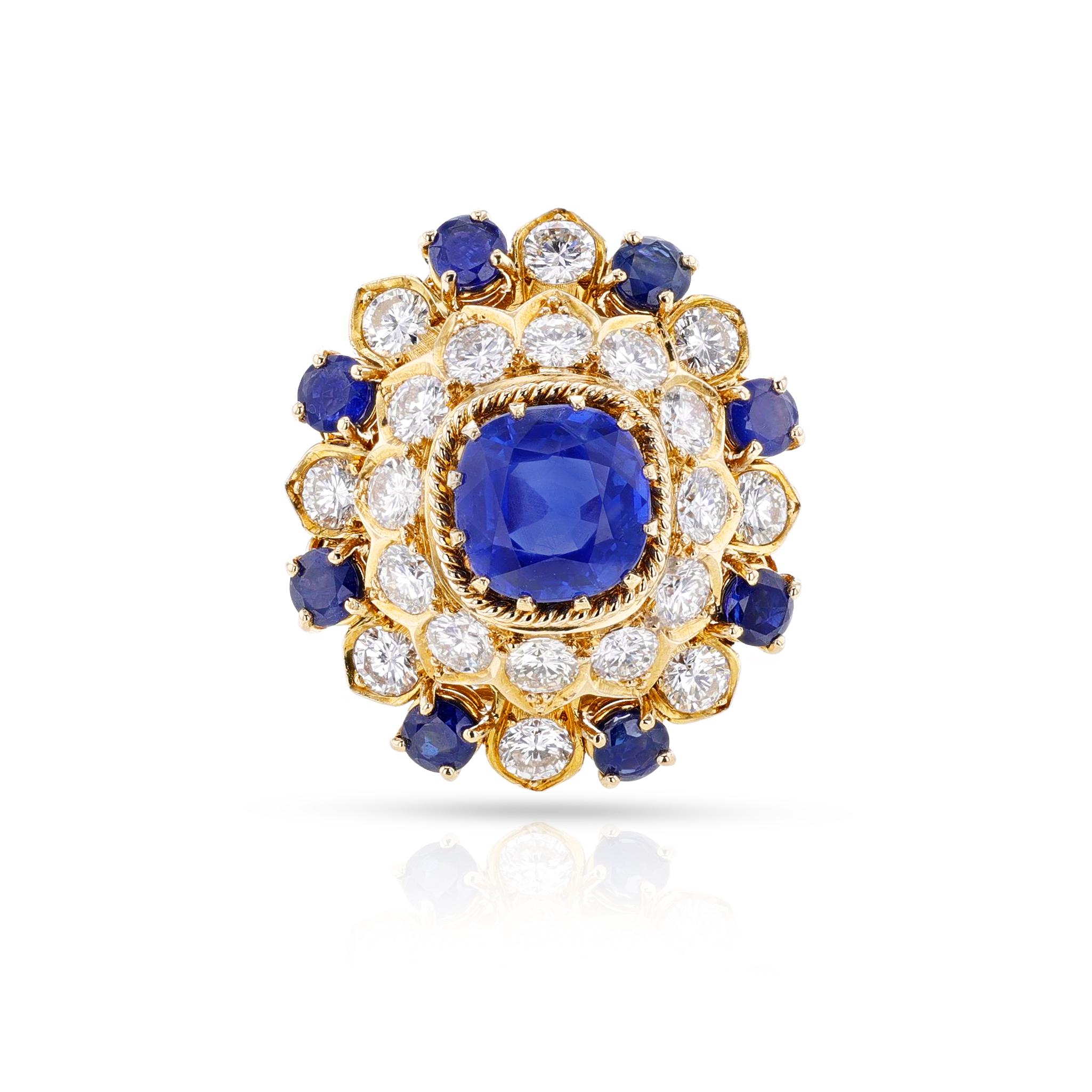 Vourakis Sapphire and Diamond Earrings, Brooch, and Ring Suite 18k For Sale 3