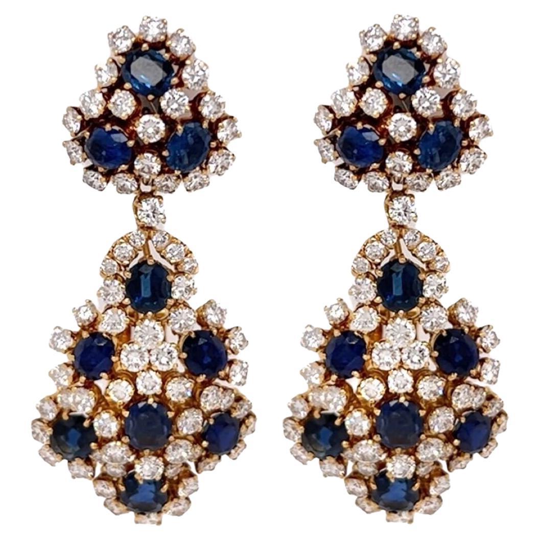 VOURAKIS Yellow Gold, Sapphire and Diamond Earrings For Sale