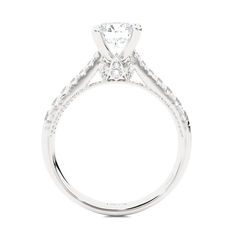 Round Cut Vow Collection Ring: 0.37 Carat Diamond Semi-Mounting Ring in 14K White Gold For Sale