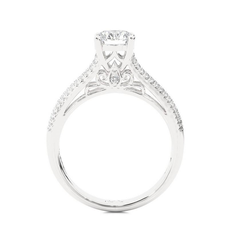 Round Cut Vow Collection Ring: 0.39 Carat Diamonds in 14K White Gold - Semi Mounting For Sale