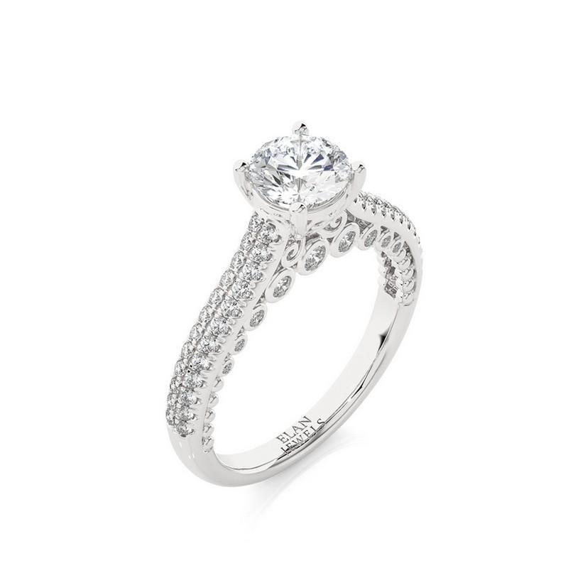 Diamond Total Carat Weight: Elevate your love story with the enchanting Vow Collection Ring, featuring a total carat weight of 0.49 carats. This exquisite semi-mounting ring is thoughtfully designed, providing space for your chosen center stone,