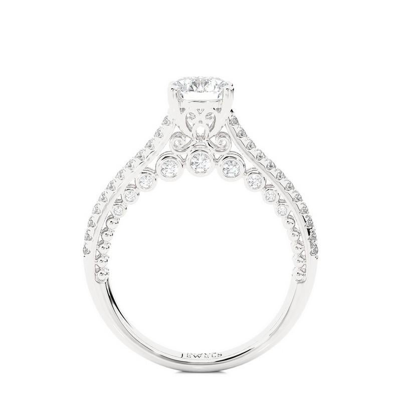 Round Cut Vow Collection Ring: 0.49 Carat Diamonds in 14K White Gold - Semi Mounting For Sale