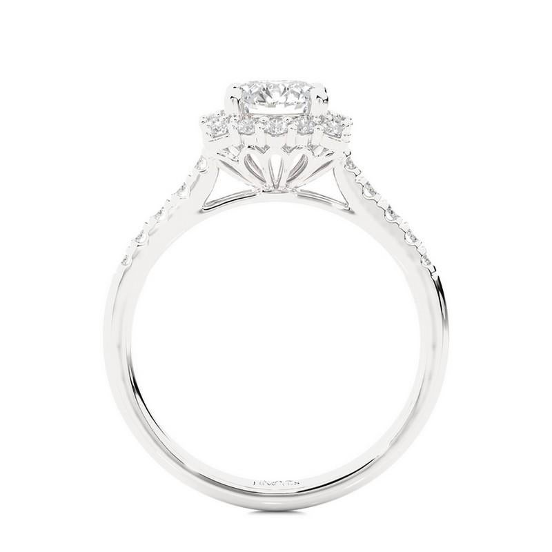 Round Cut Vow Collection Ring: 0.51 Carat Diamond Semi-Mounting Ring in 14K White Gold For Sale