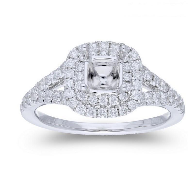 Modern Vow Collection Ring: 0.6 Carat Diamonds in 14K White Gold - Semi Mounting For Sale