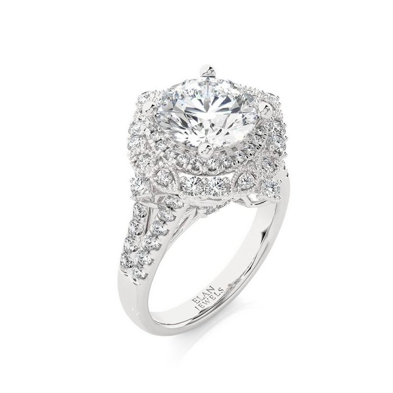 Diamond Total Carat Weight: This elegant Vow Collection semi-mounting ring features a total carat weight of 1 carat, adorned with a stunning arrangement of 77 round diamonds. The thoughtful placement of diamonds creates a captivating and luxurious