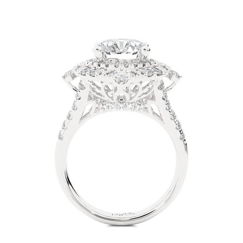 Round Cut Vow Collection Ring: 1 Carat Diamond Semi-Mounting Ring in 14K White Gold For Sale