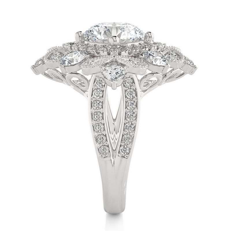 Modern Vow Collection Ring: 2 Carat Diamond Semi-Mounting Ring in 14K White Gold For Sale