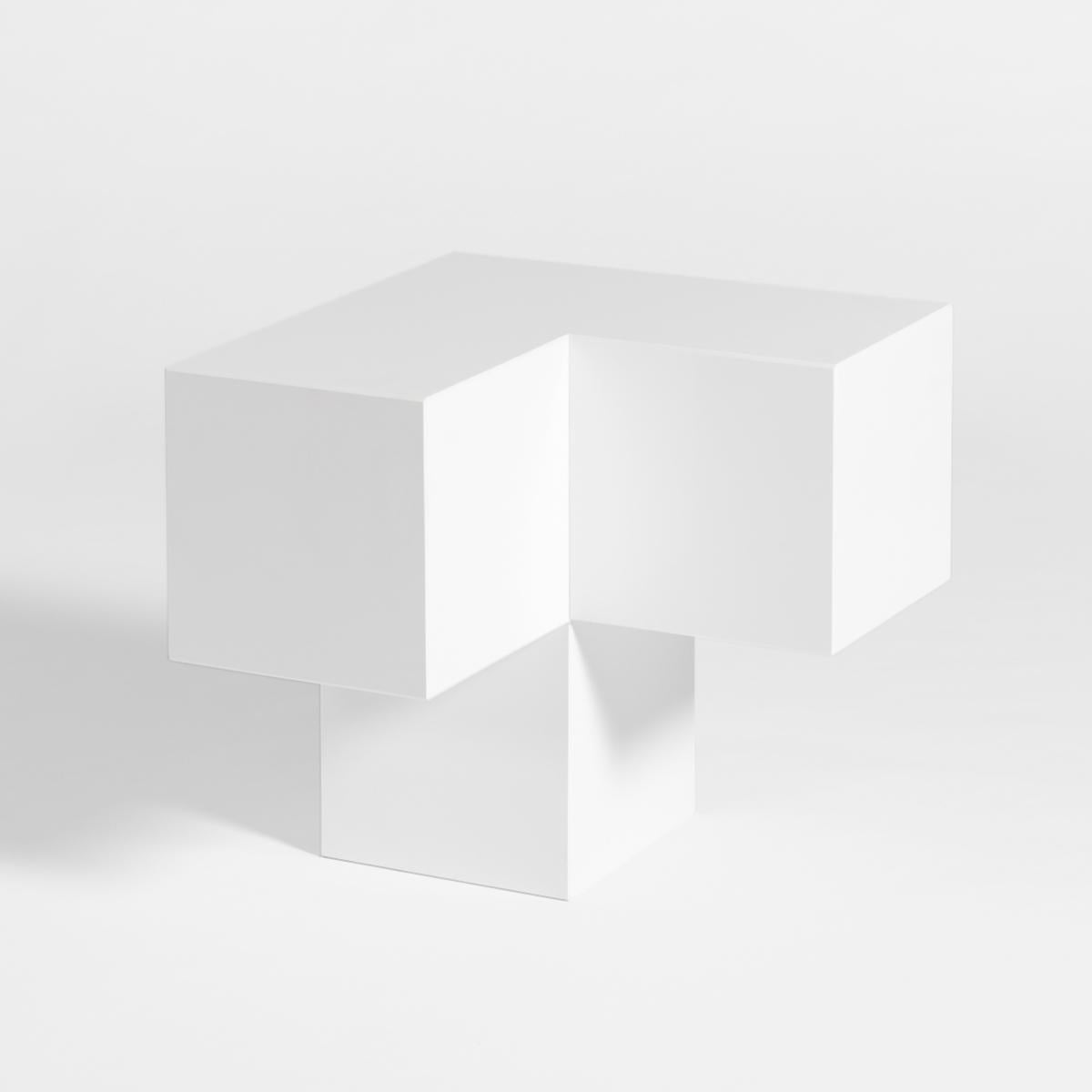 Voxel L - 21st century modern quartz stone coffee and side table in white snow

In computer graphics, a voxel represents a value in a regular grid of a three-dimensional space. From the particular to the whole, we start from a unit that multiplies