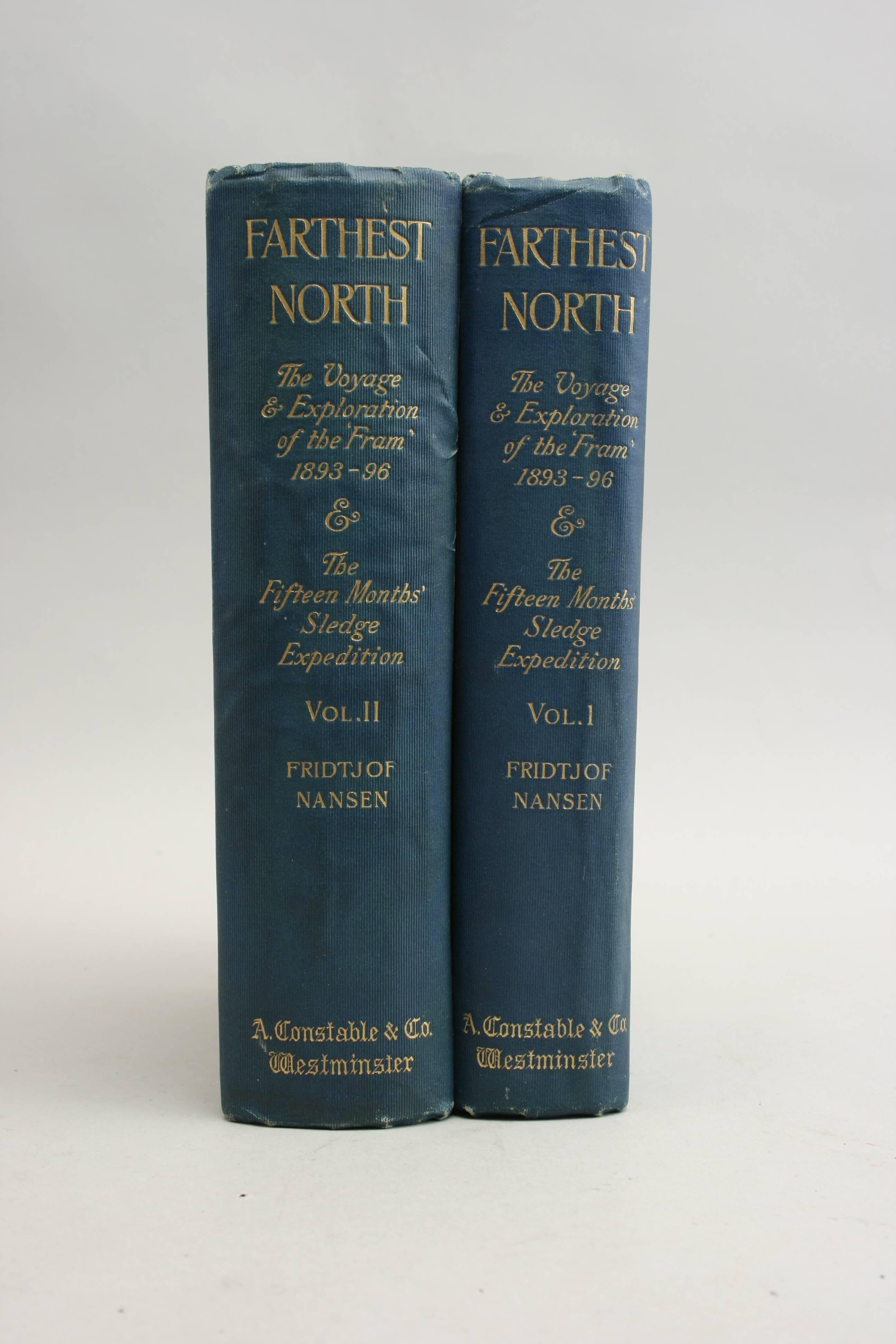 'Farthest North' - The Voyage & Exploration of the 'Fram' 1893-1896 & The Fifteen Months Sleigh Journey by Fridtjof Nansen.

Two volumes of one of the greatest journeys of exploration ever undertaken by Fridtjof Nansen in 1893. The books tell the
