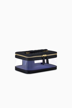 Voyage Cosmetic Case Large Black Patent Leather and Clear PVC