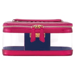 Voyage Cosmetic Case Large Fluorescent Pink Patent Leather and Clear PVC