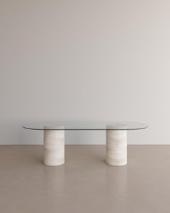 Voyage Dining Table ii 'Glass' in Bianco Travertine
