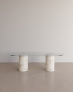 Voyage Dining Table ii 'Glass' in Nude Travertine