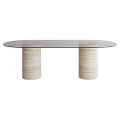 Voyage Dining Table ii 'Glass' in Nude Travertine