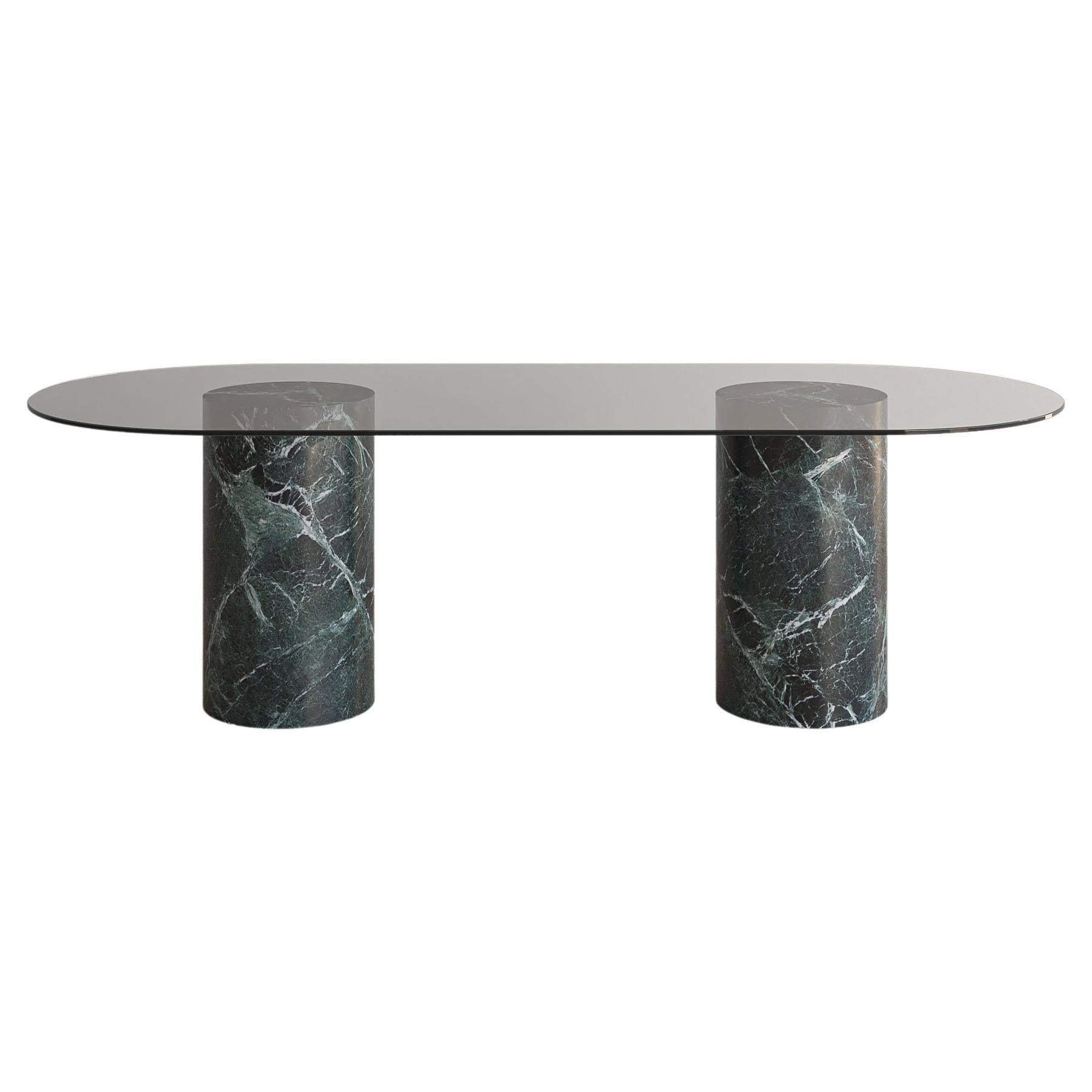 Voyage Dining Table ii 'Glass' in Verde Alpi For Sale