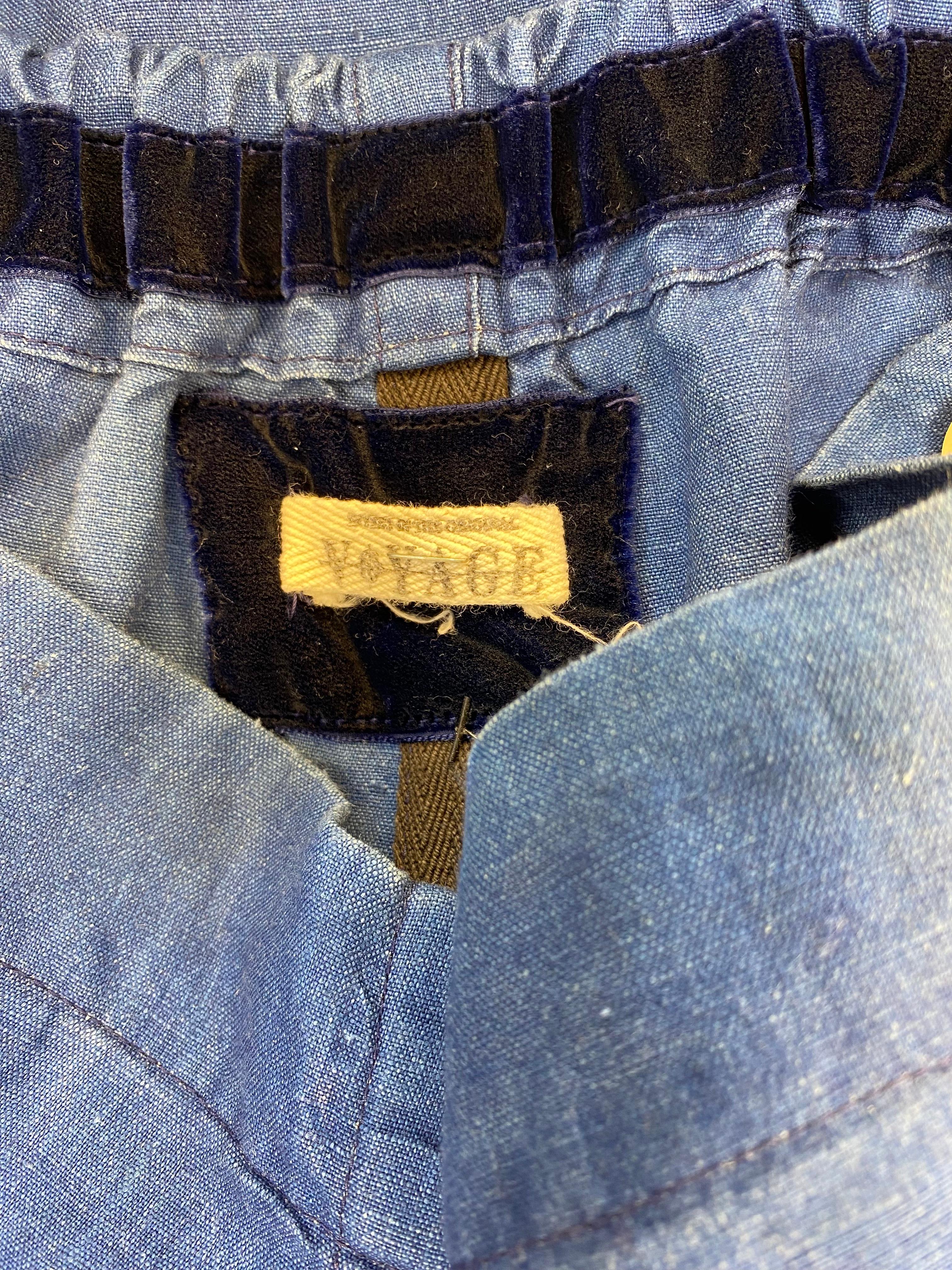 Voyage England Traje pantalón vintage de seda y lino en venta 4