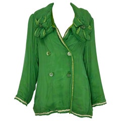 Voyage Invest in the Original Bright Green Silk & Velvet Jacket with Lily's OS