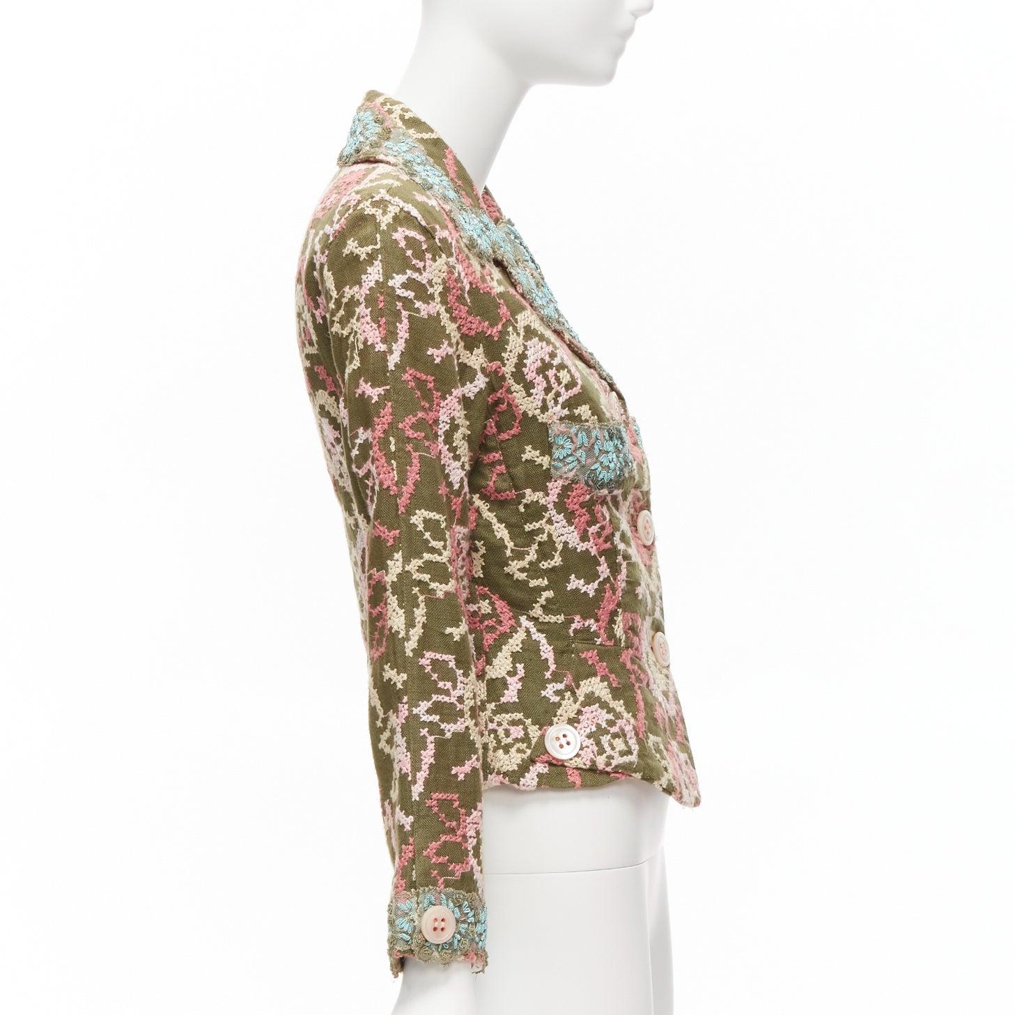 Women's VOYAGE INVEST IN THE ORIGINAL LONDON 100% silk embroidery cropped blazer M For Sale