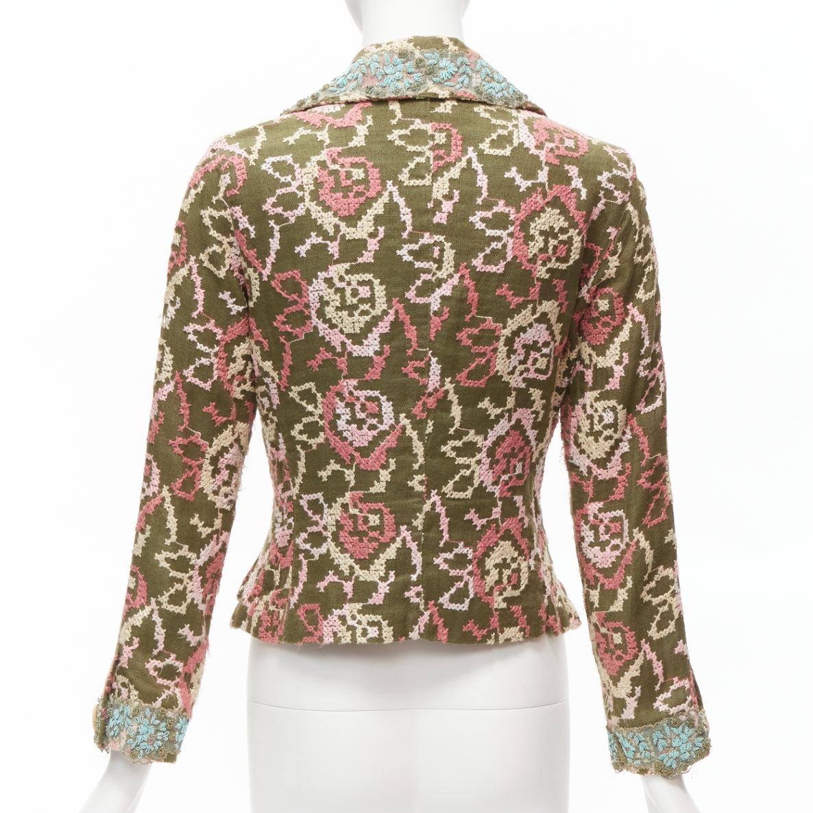 VOYAGE INVEST IN THE ORIGINAL LONDON 100% silk embroidery cropped blazer M For Sale 1