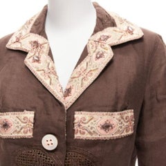 VOYAGE INVEST IN THE ORIGINAL LONDON beige embroidery beaded brown blazer M