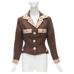 VOYAGE INVEST IN THE ORIGINAL LONDON Beige Stickerei Perlen Braun Blazer M