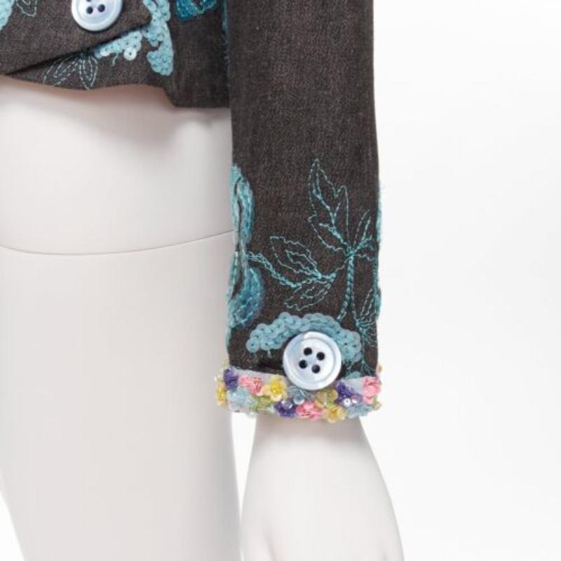 VOYAGE INVEST IN THE ORIGINAL LONDON blue colourful sequins grey peplum jacket S 3